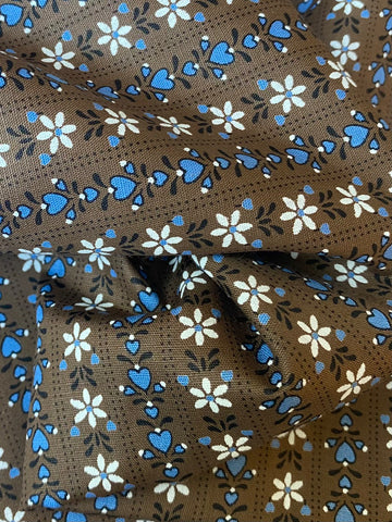 1950s Tyrolean Style Brown Floral